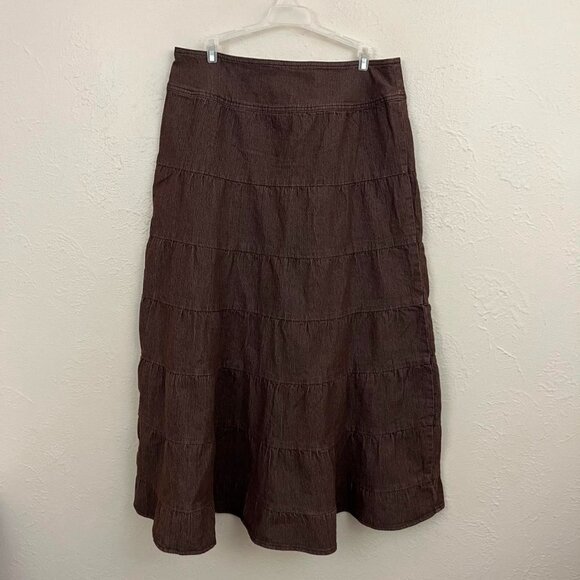 y2k brown girly boho whimsygoth tiered maxi skirt - Picture 5 of 8